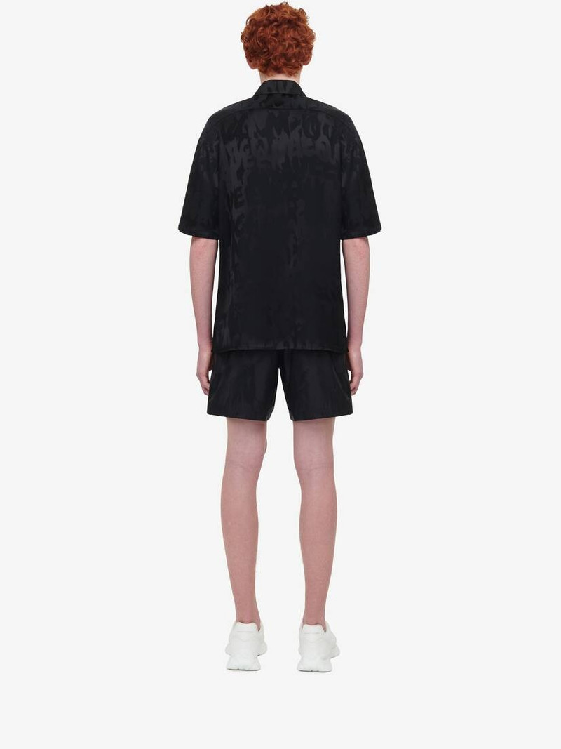 Men's McQueen Graffiti Hawaiian Shirt in Black 4