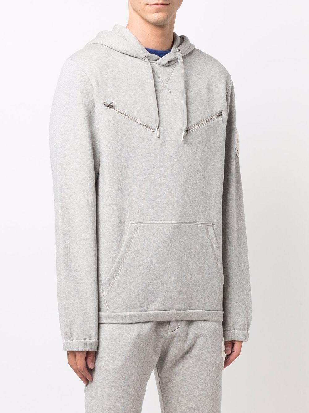 skull-patch zip-detail hoodie - 3