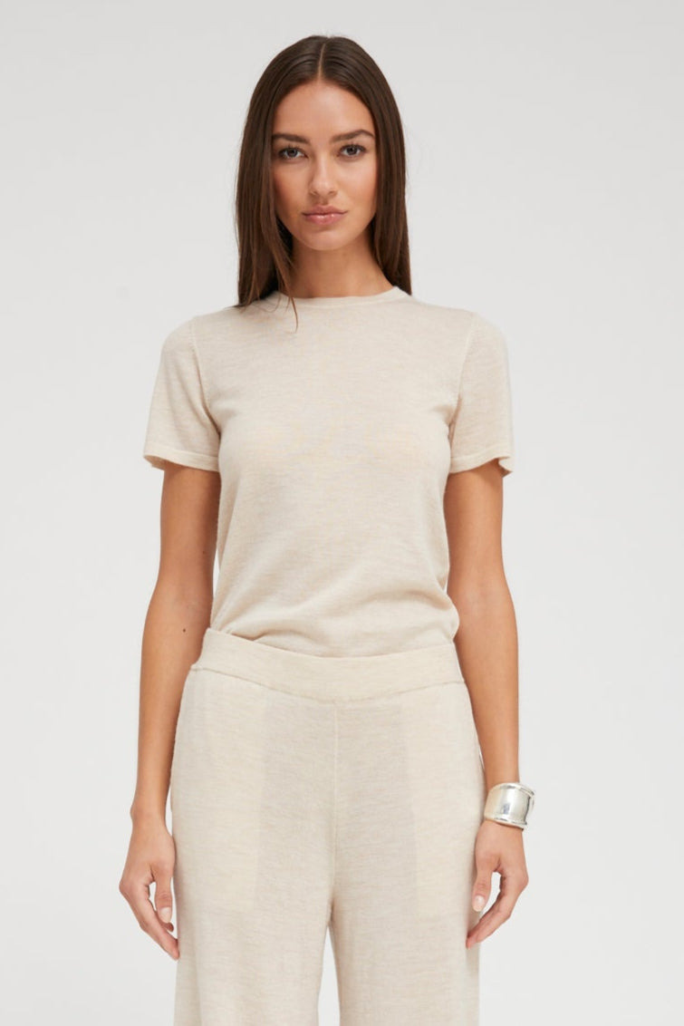 LATTE ULTRA FINE CASHMERE TEE - 5