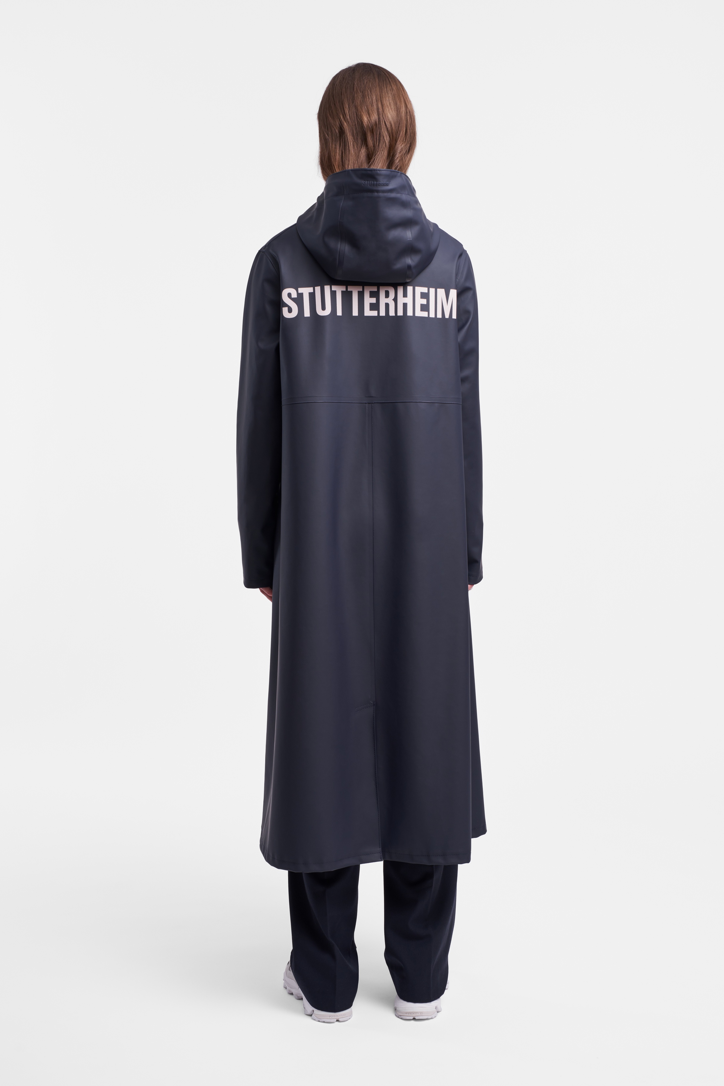 Mosebacke Long Print Raincoat Navy - 4