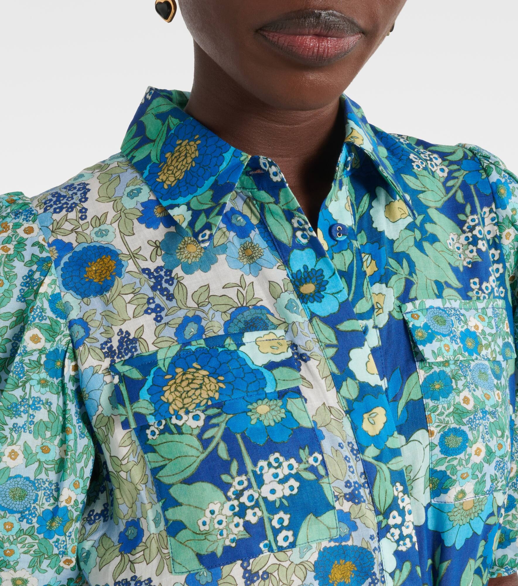 Sacha floral ramie shirt dress - 4