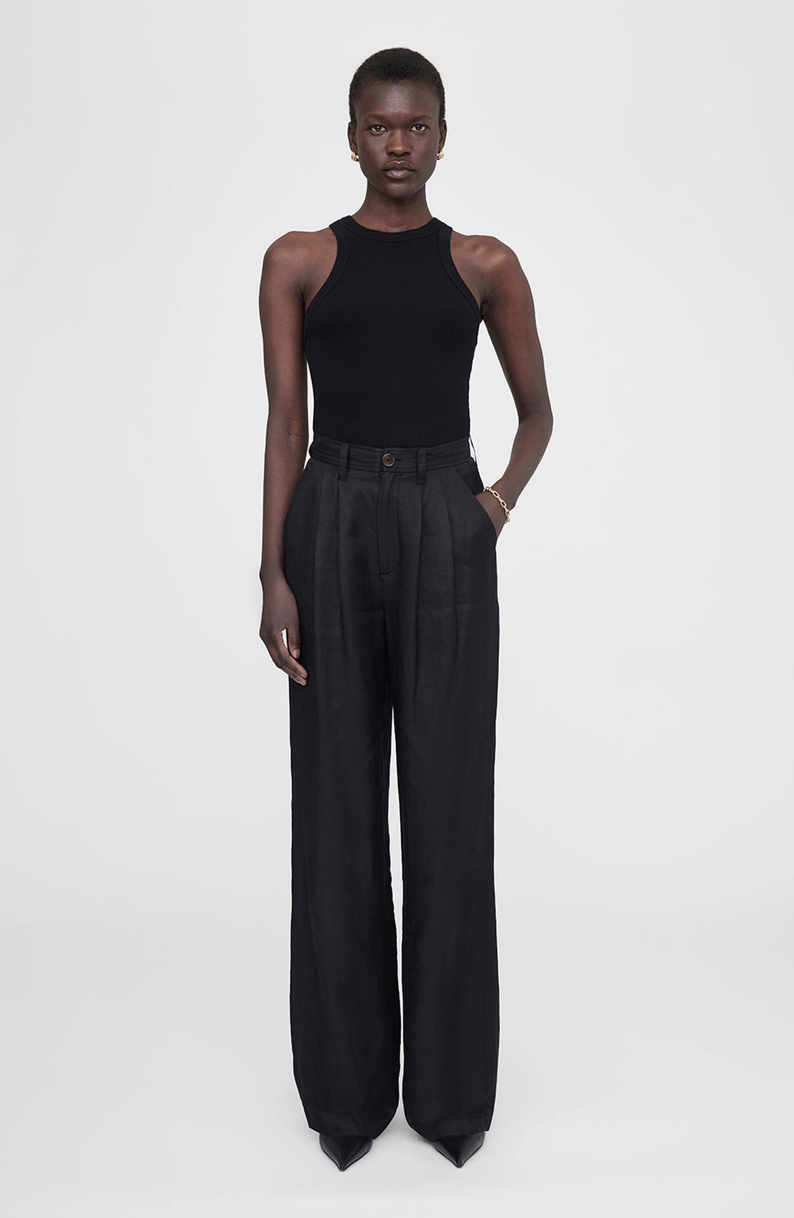 ANINE BING Eva Tank Top in Black at Nordstrom - 1