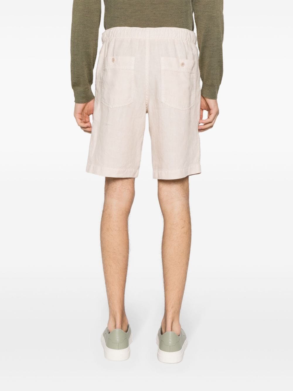 drawstring-waist linen shorts - 4