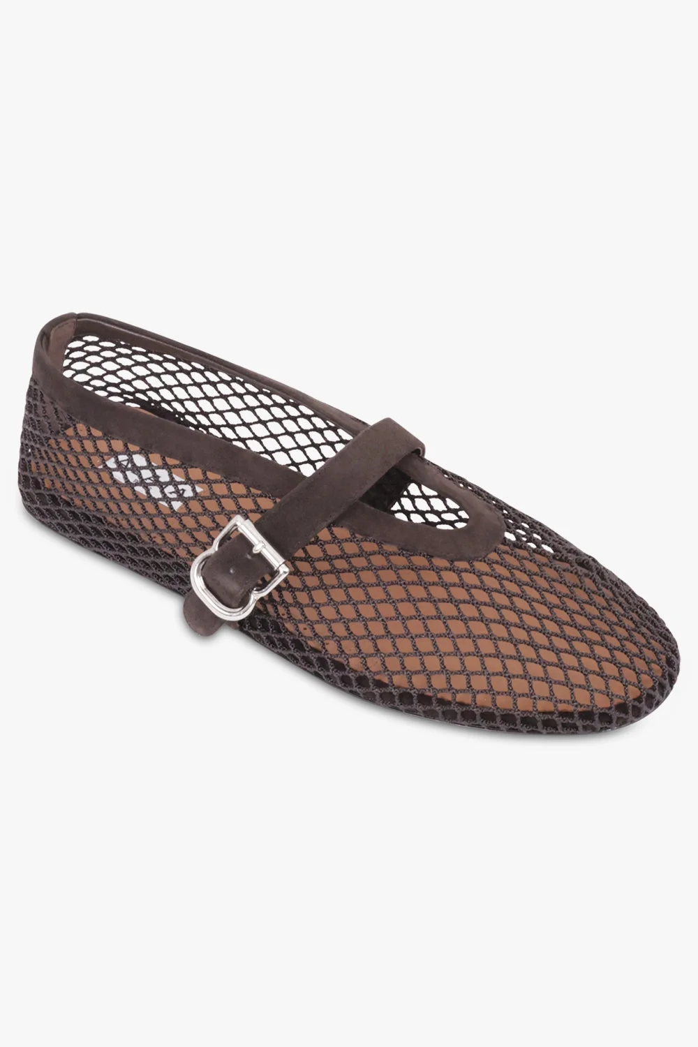 FISHNET MESH BALLET FLAT | DARK BROWN - 1