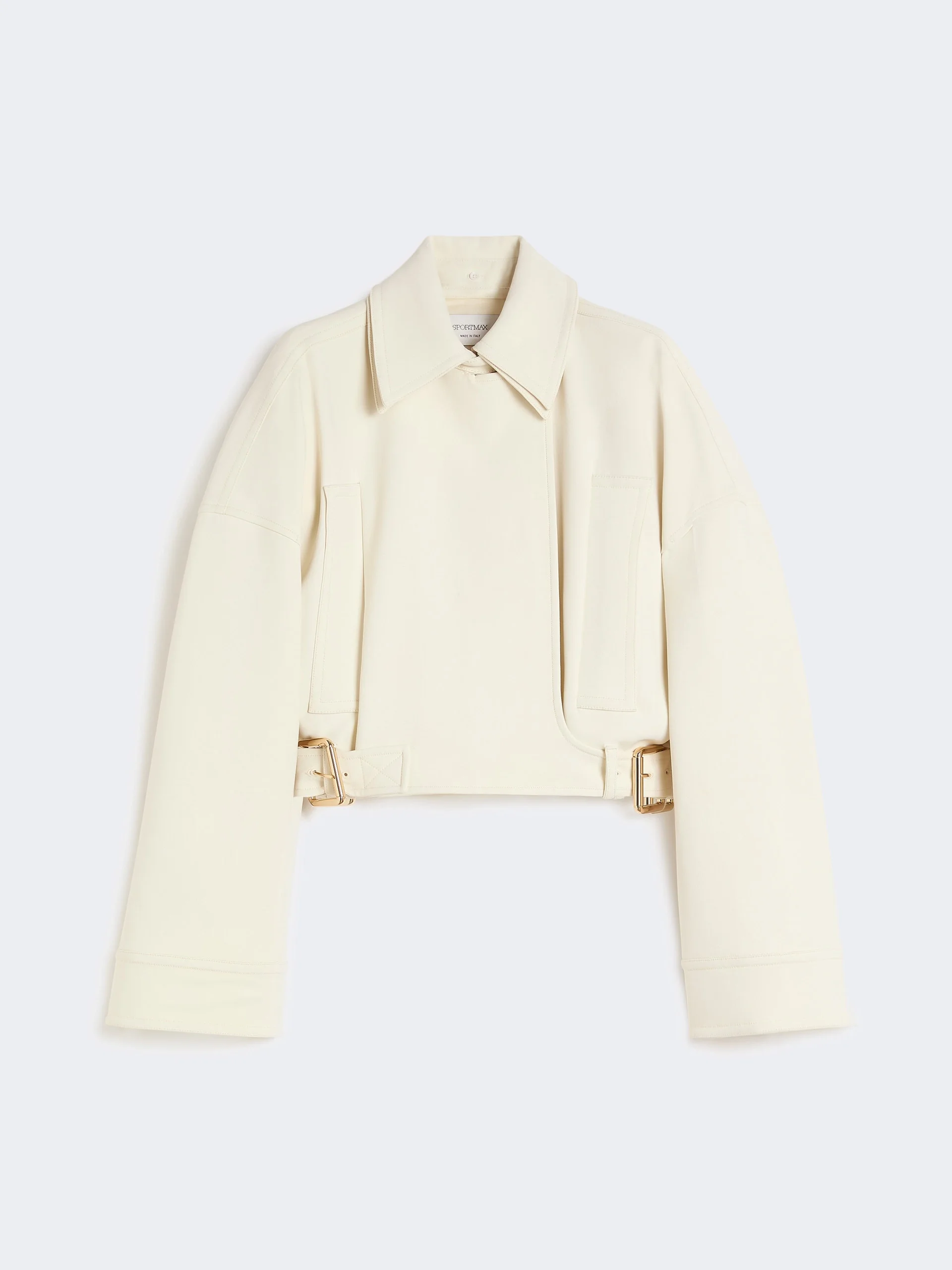 Viscose cady cropped jacket - IVORY - 1