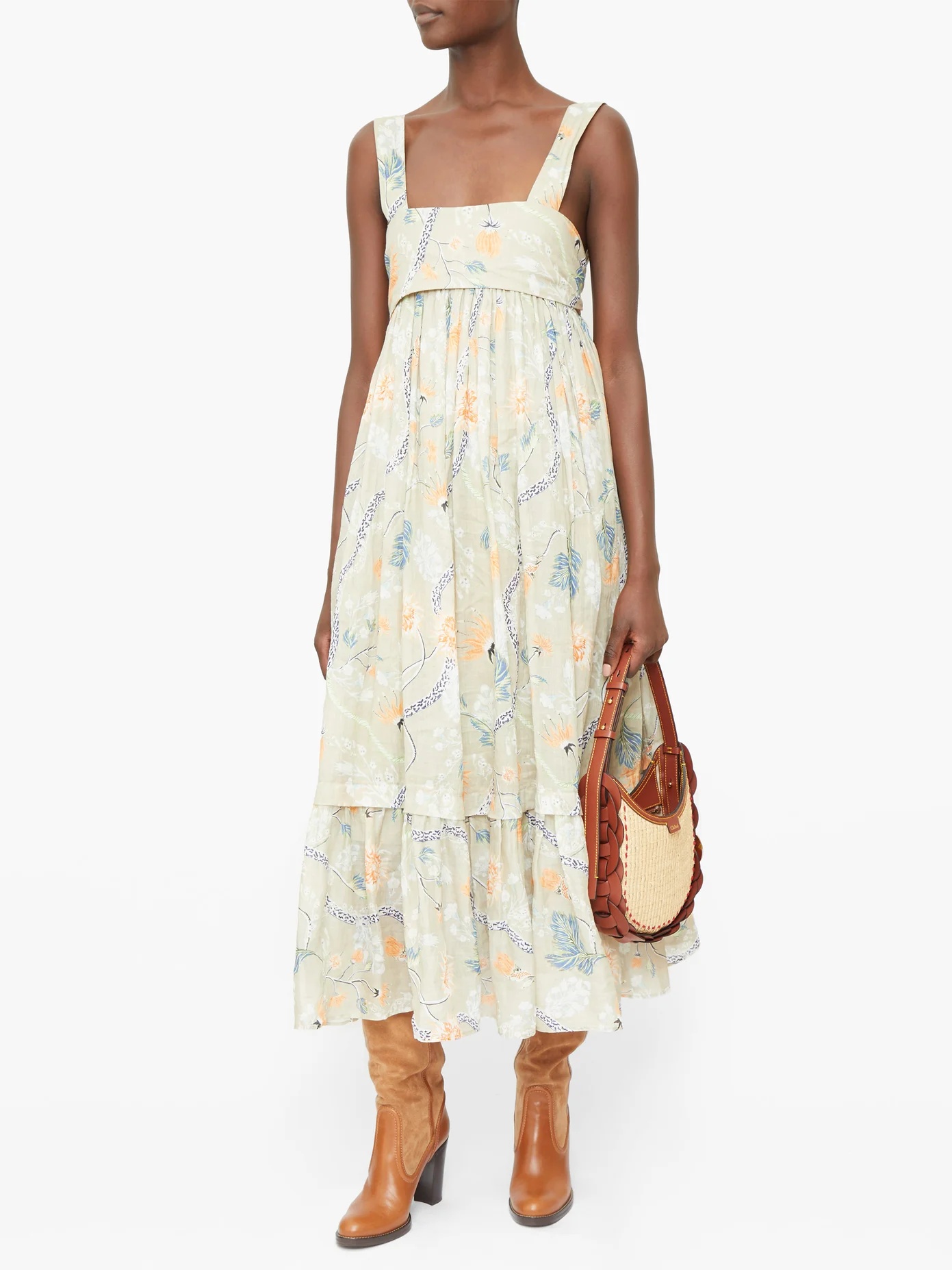 Floral-print voile midi dress - 2