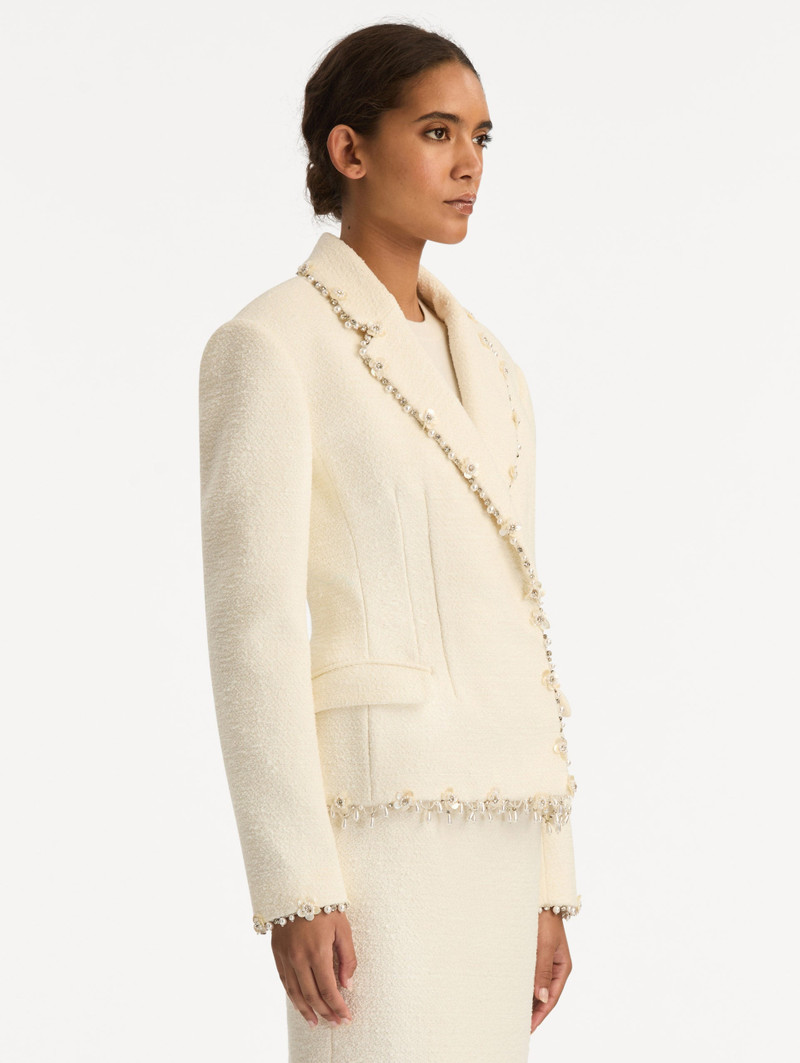 FLORAL JEWELED FRINGE TWEED JACKET 5