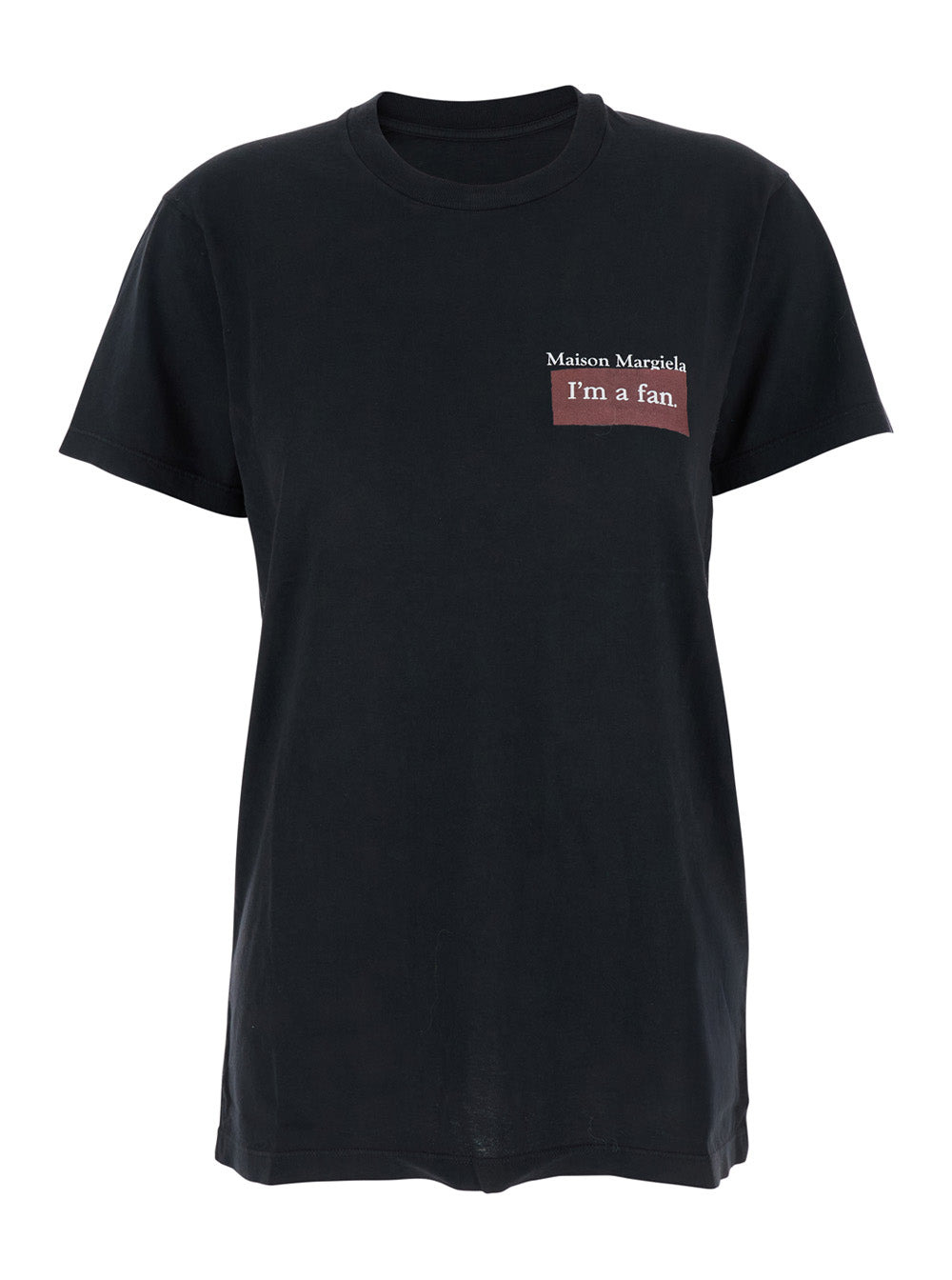 Maison Margiela Women Black Crewneck T-Shirt With Logo Print On The Front In Cotton Woman - 1