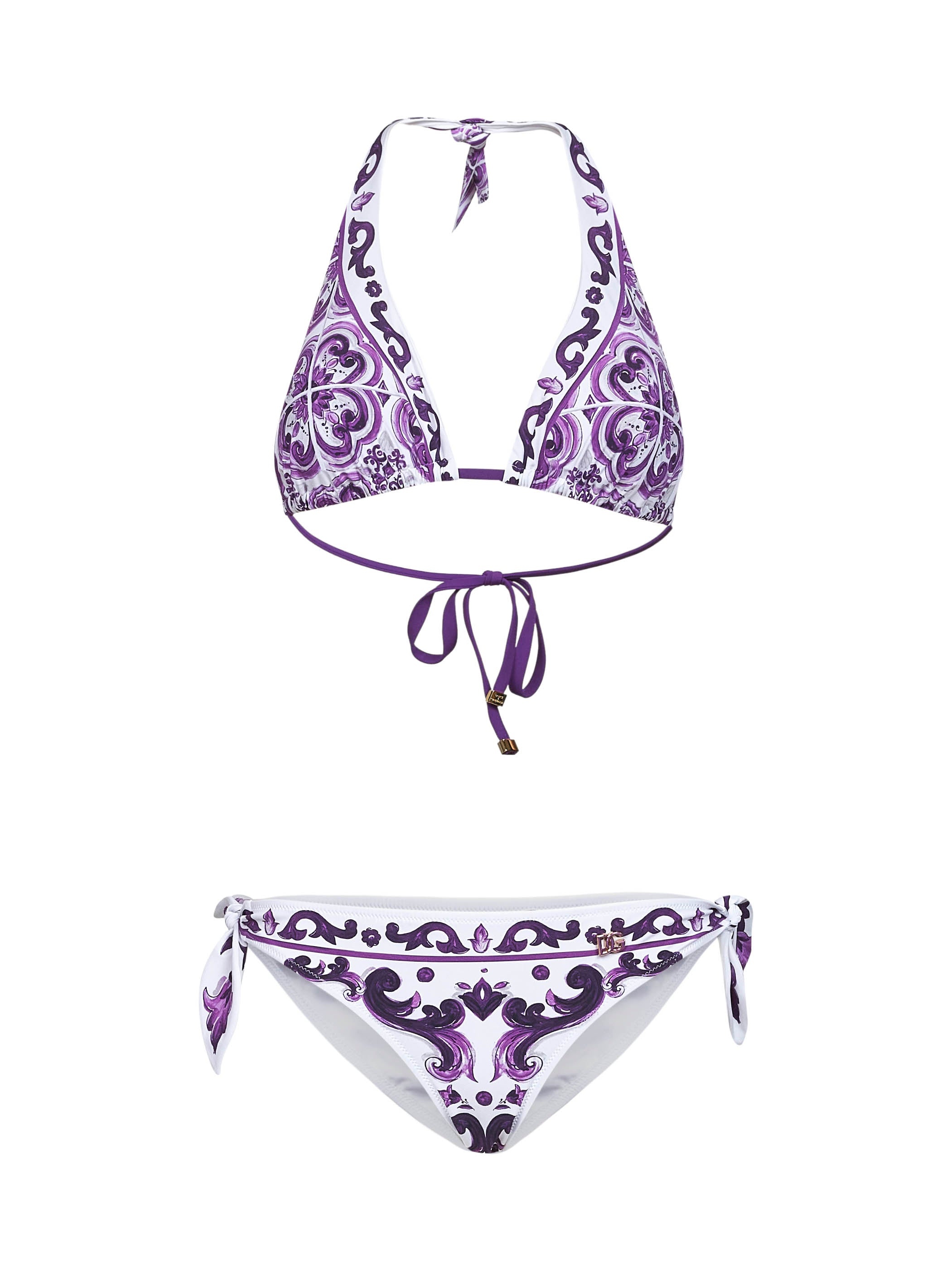 Maiolica print triangle bikini - 1