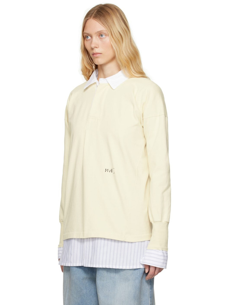 Maison Margiela Off-White Printed Logo Long Sleeve Polo outlook