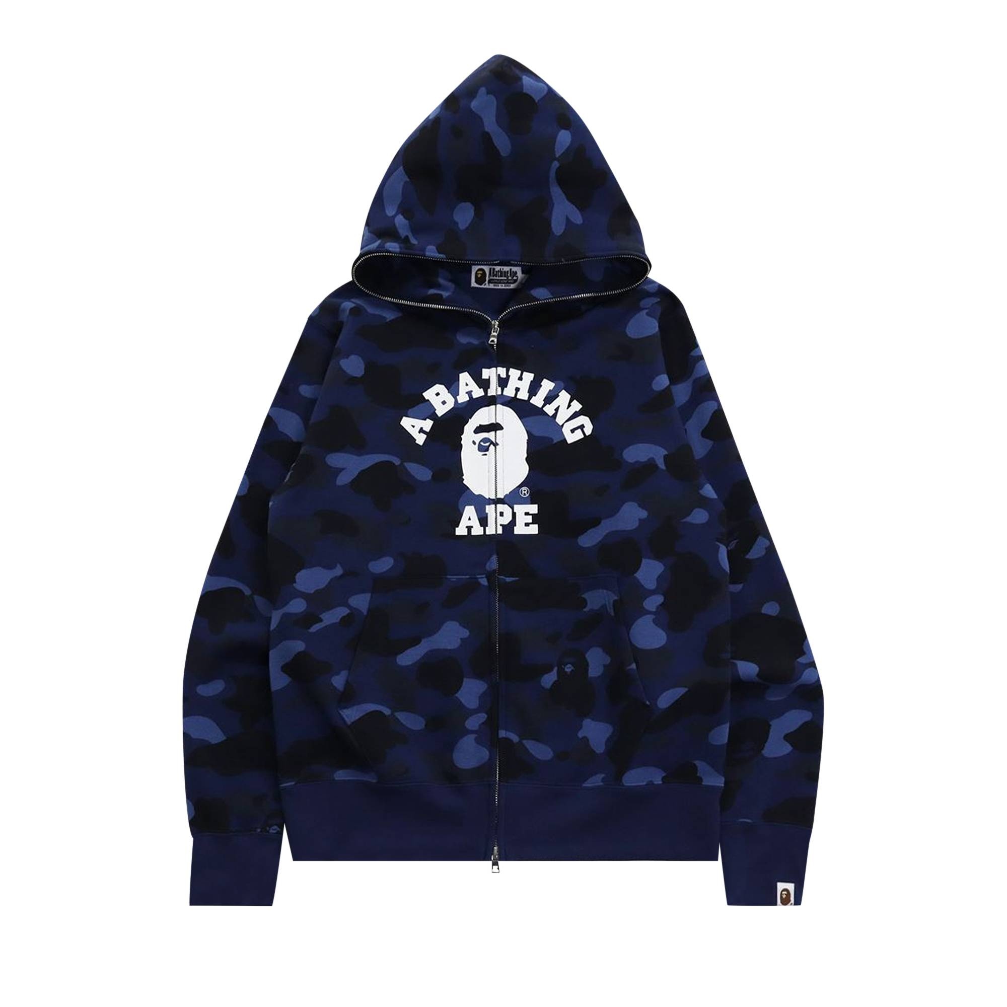 BAPE Color Camo College Full Zip Hoodie 'Navy' - 1