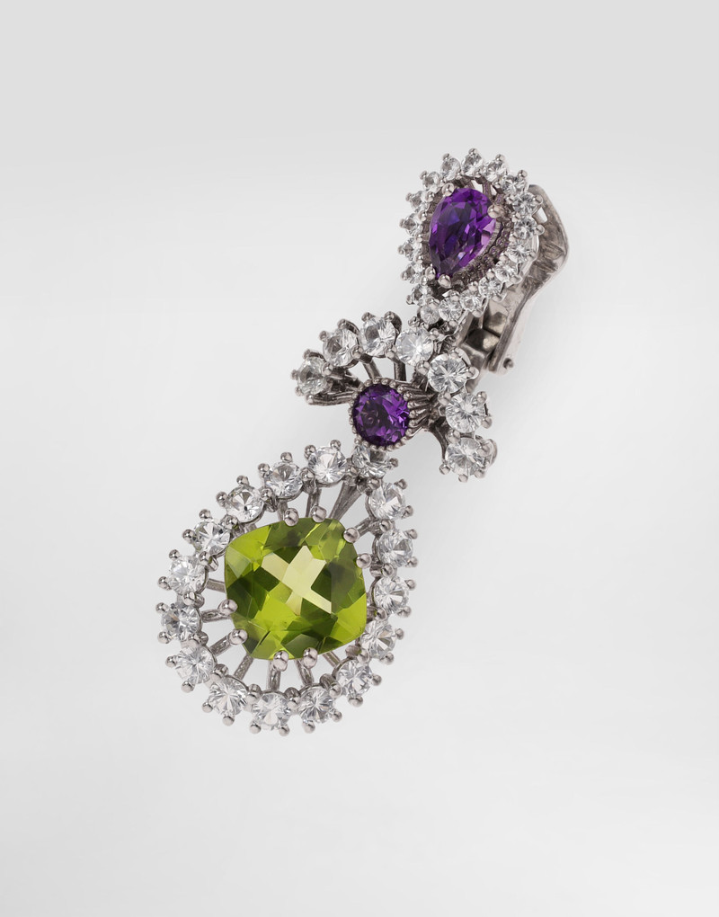 Dolce & Gabbana Eleganza Earrings 18-carat white gold, amethysts, peridots, and sapphires outlook