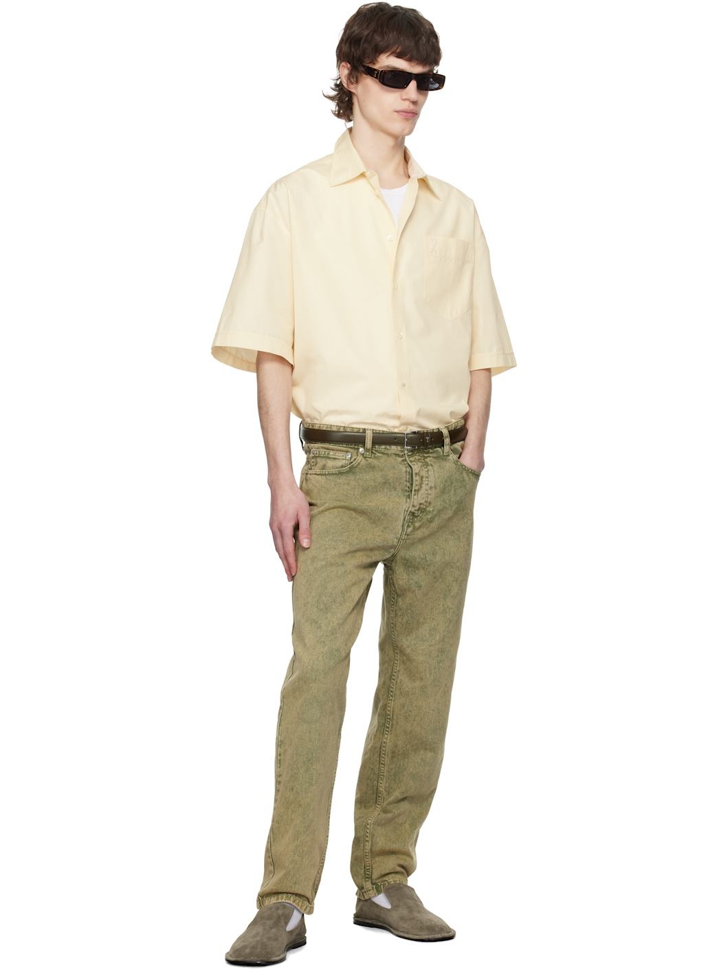 Green Cotton Tapered Fit Jeans - 5