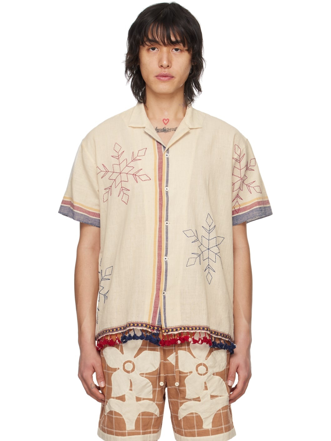 Off White Tassel Shirt - 1