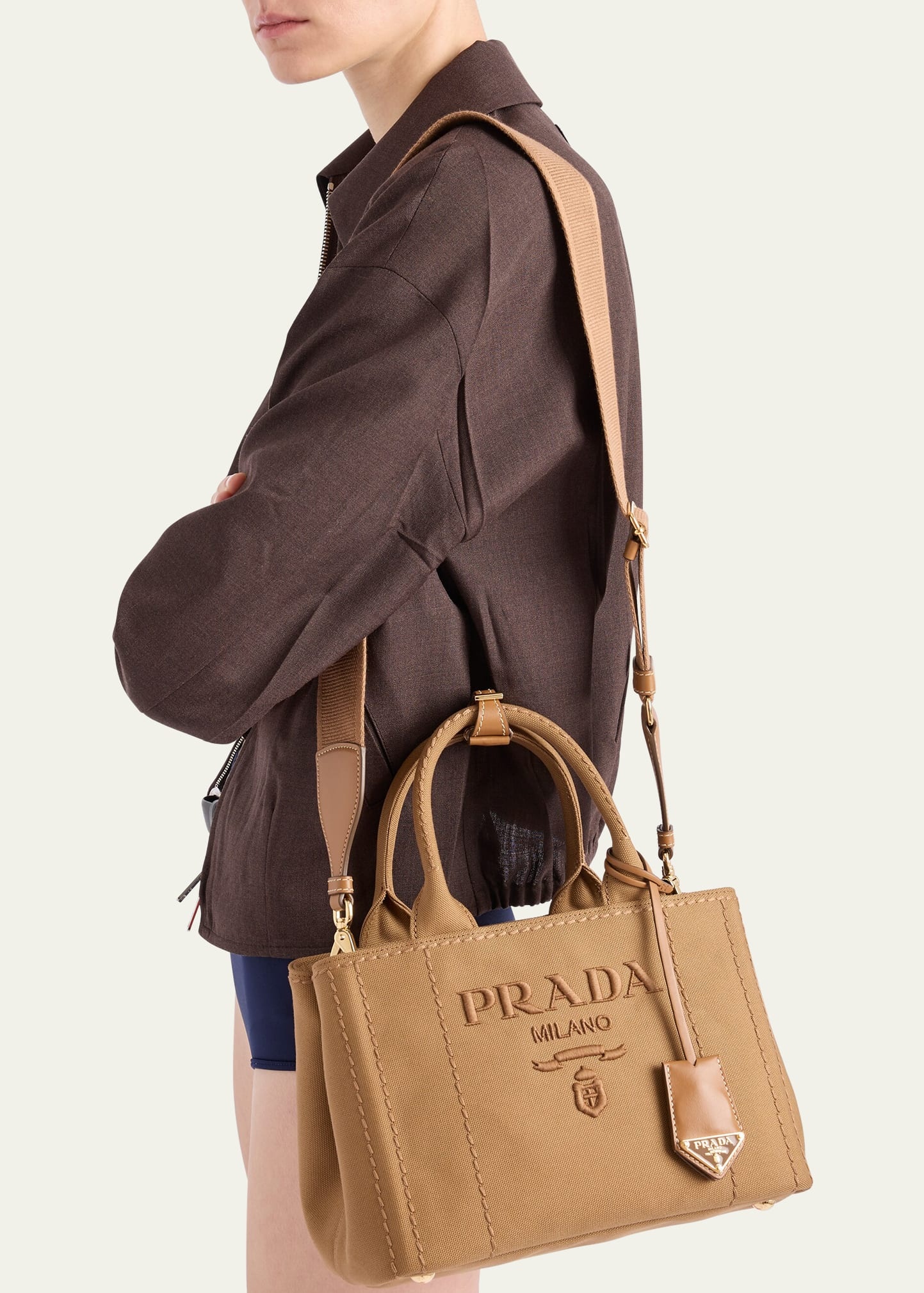Small Embroidered Cotton Canvas Shoulder Bag - 2