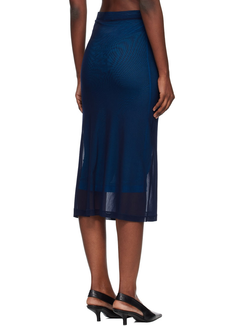 Navy Mesh Double Layer Midi Skirt 3