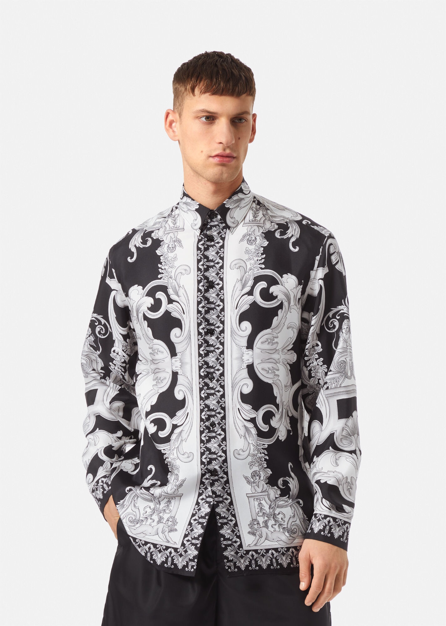 Silver Baroque Silk Shirt - 3