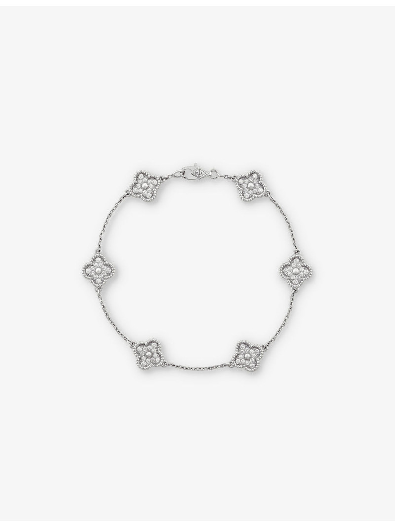 달콤한 Alhambra 화이트 골드와 0.48ct 다이아몬드 팔찌 1