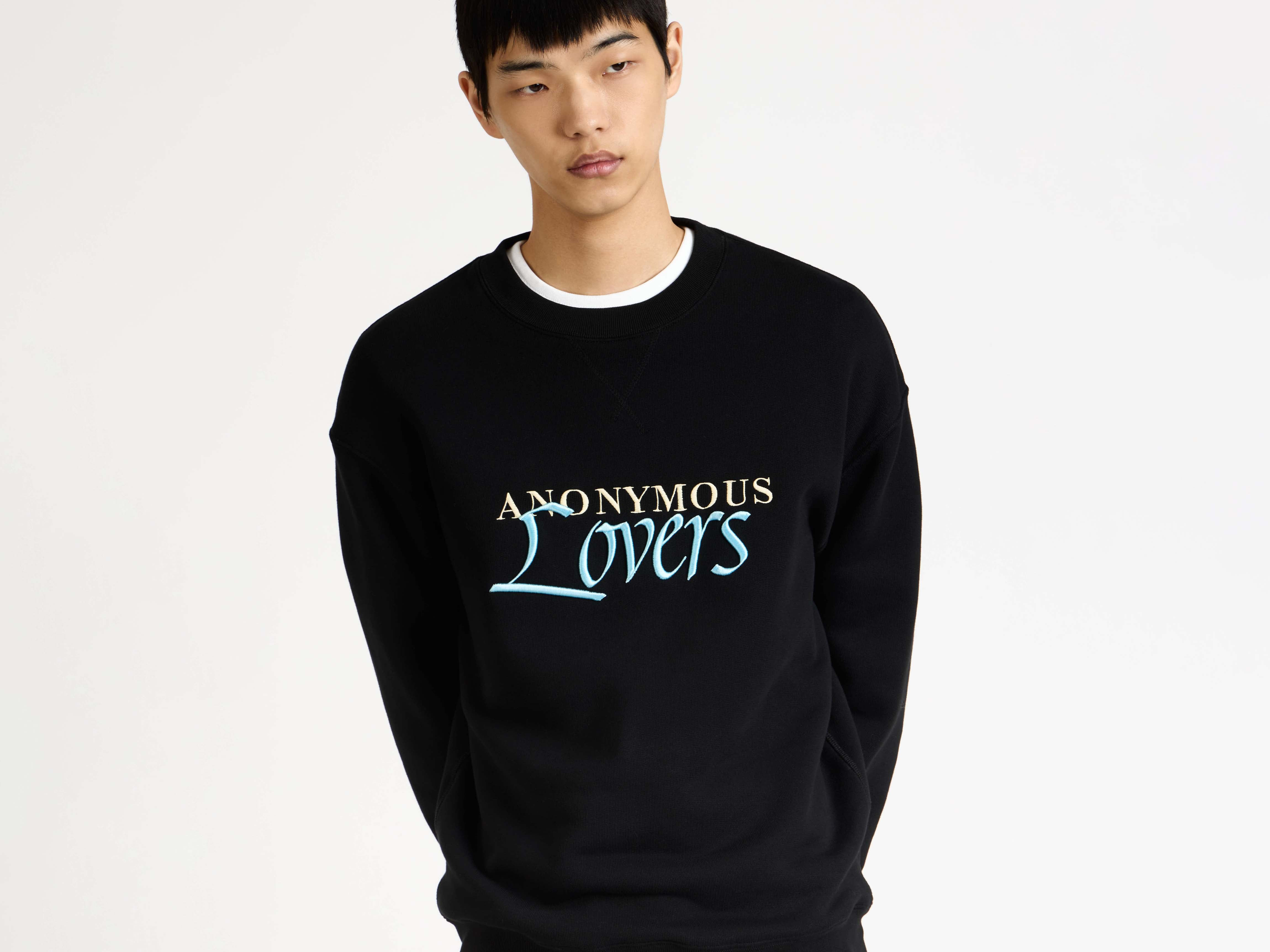 MENS 'ANONYMOUS LOVERS' SWEATSHIRT IN WASHED BLACK - 7