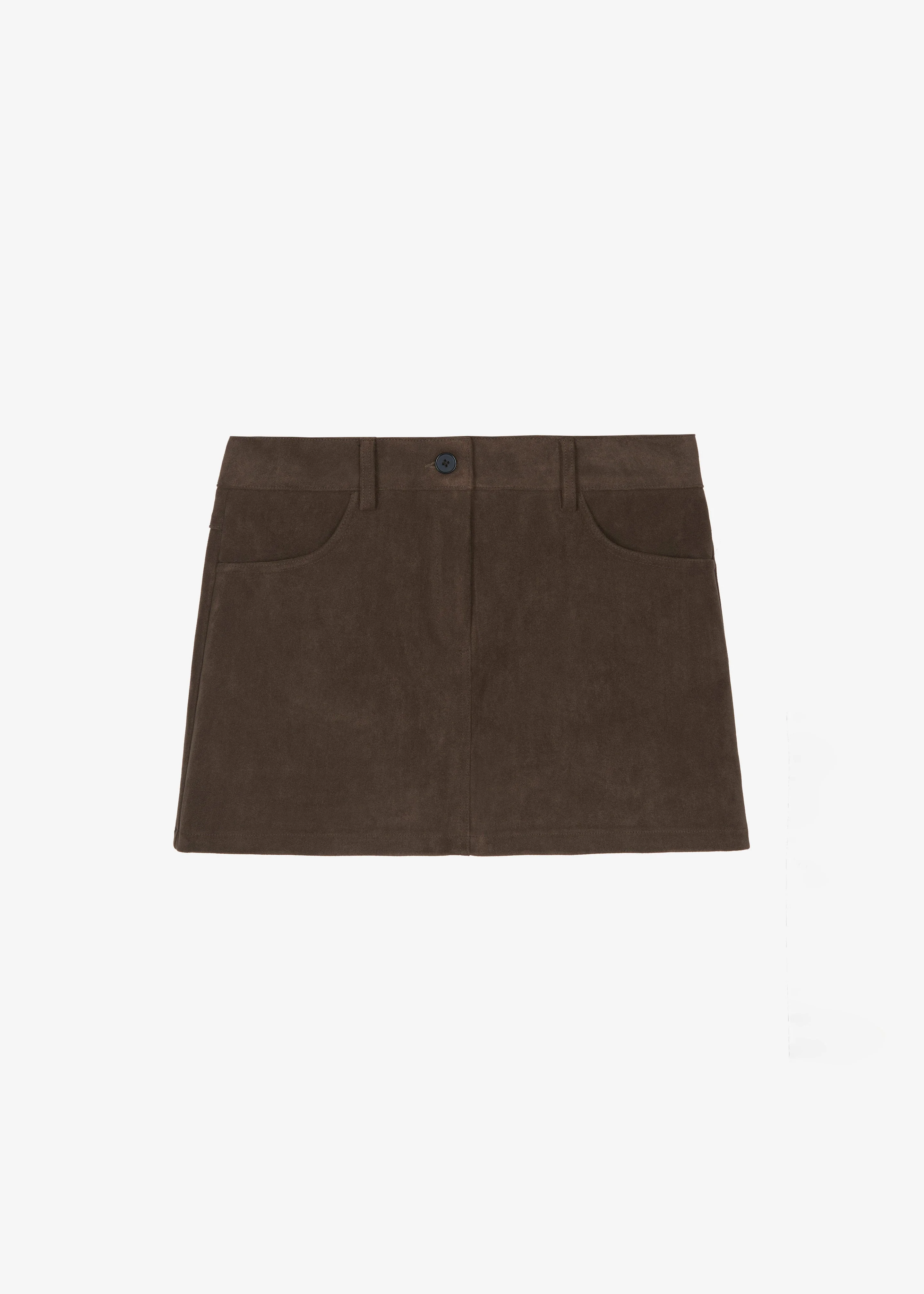 Peoria Faux Suede Mini Skirt - Brown - 1