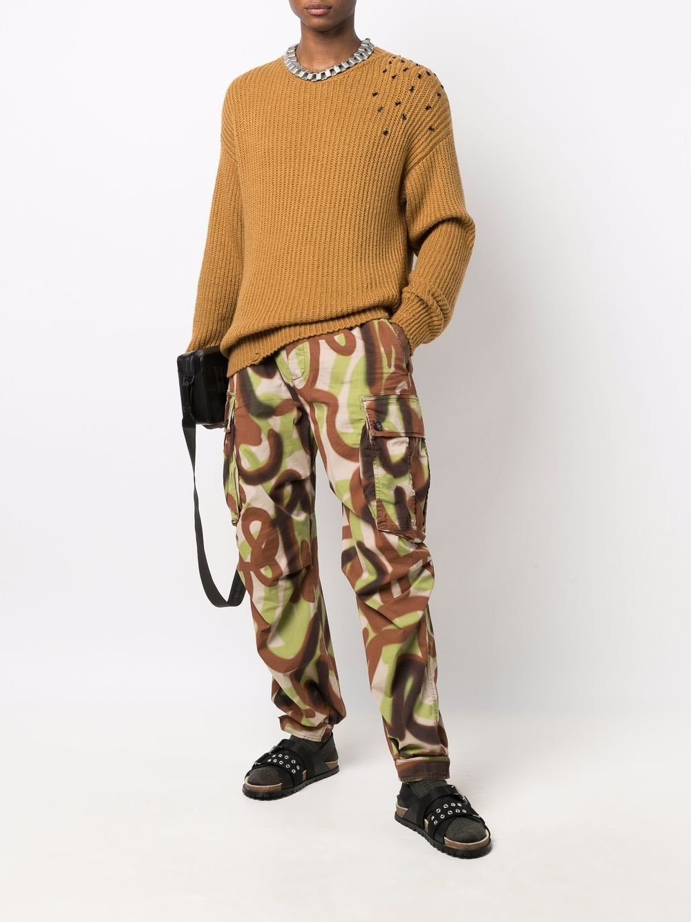 graffiti print cargo trousers - 2