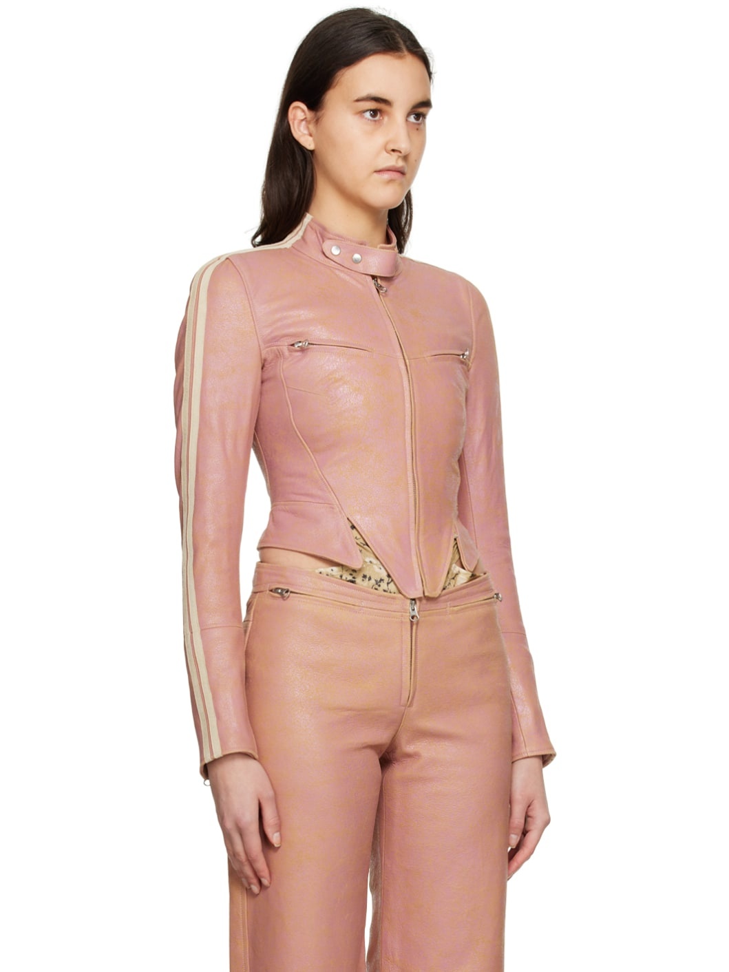 SSENSE Exclusive Pink Claw Leather Jacket - 2