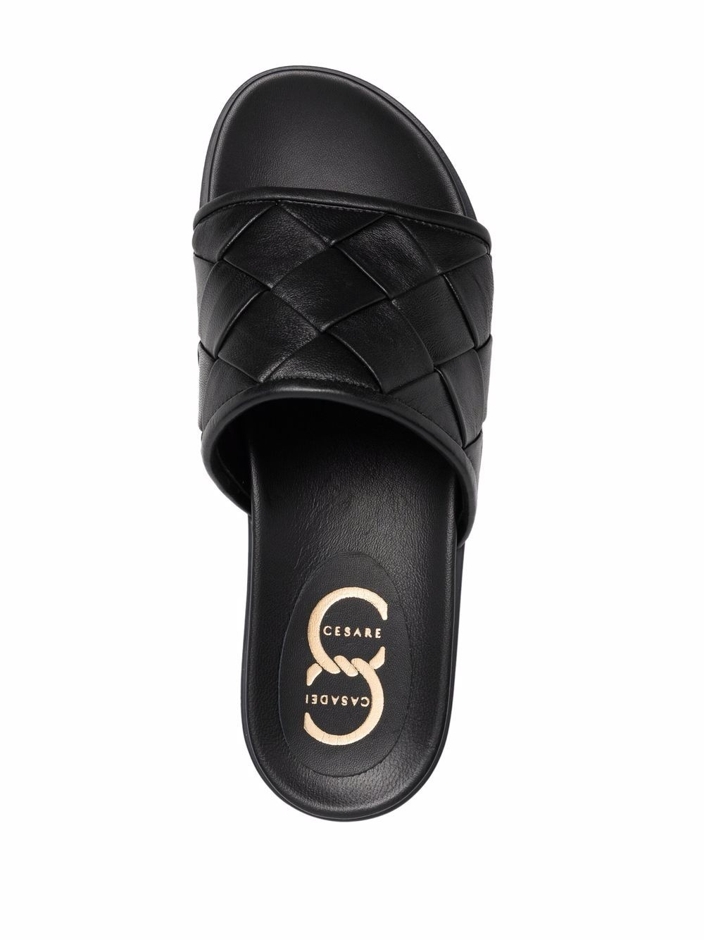interwoven leather sliders - 4