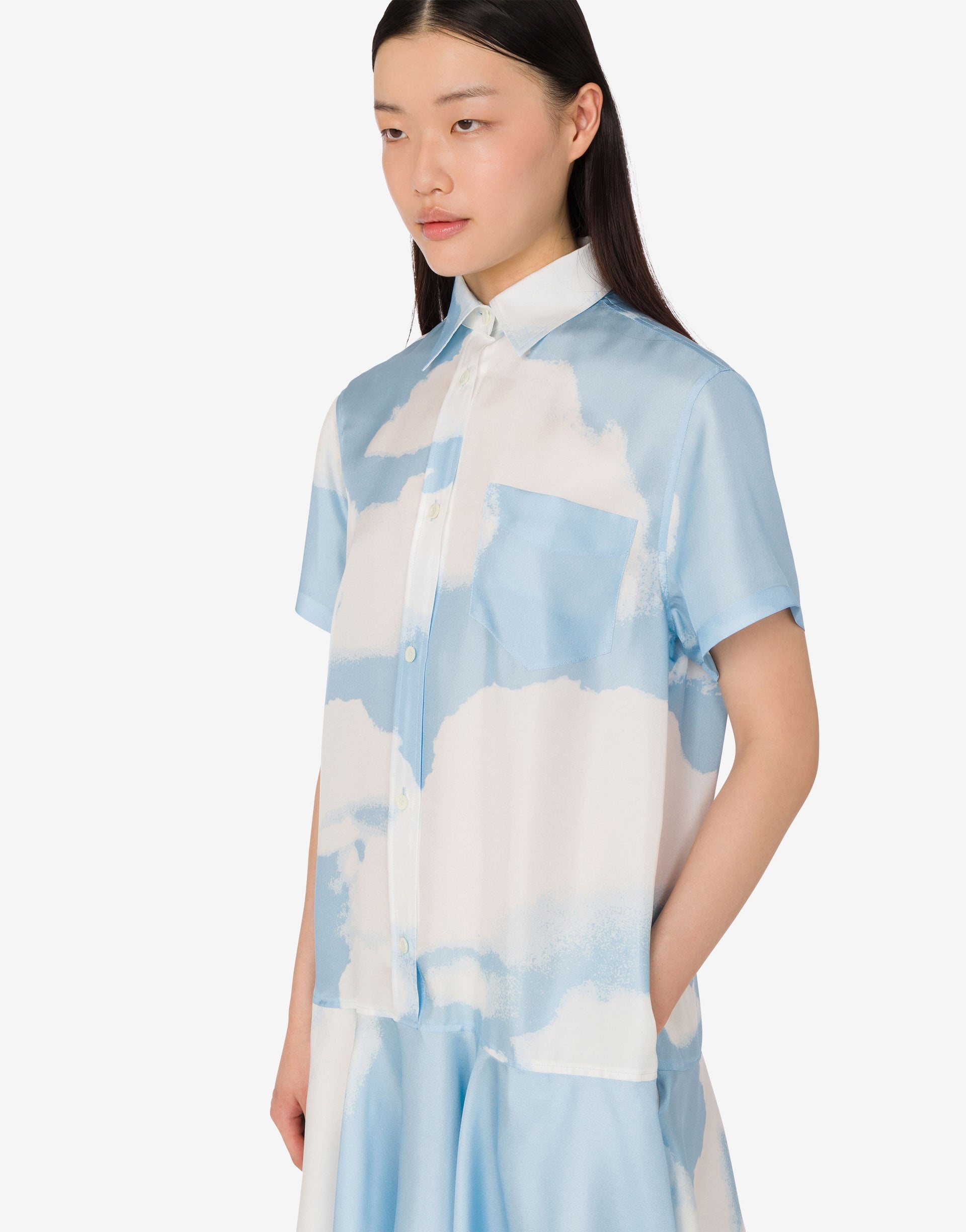 SILK TWILL DRESS ARCHIVE CLOUDS - 3