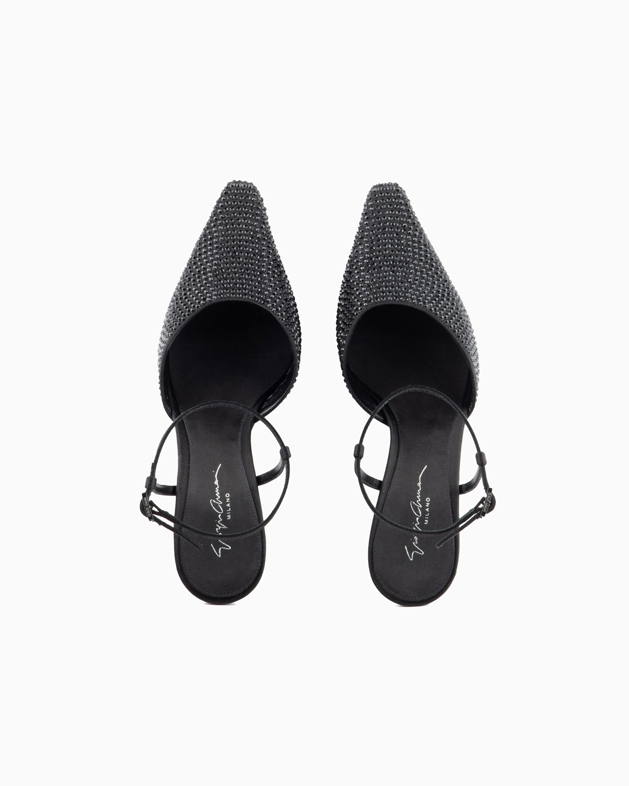 Satin strappy pumps with rhinestones - 3