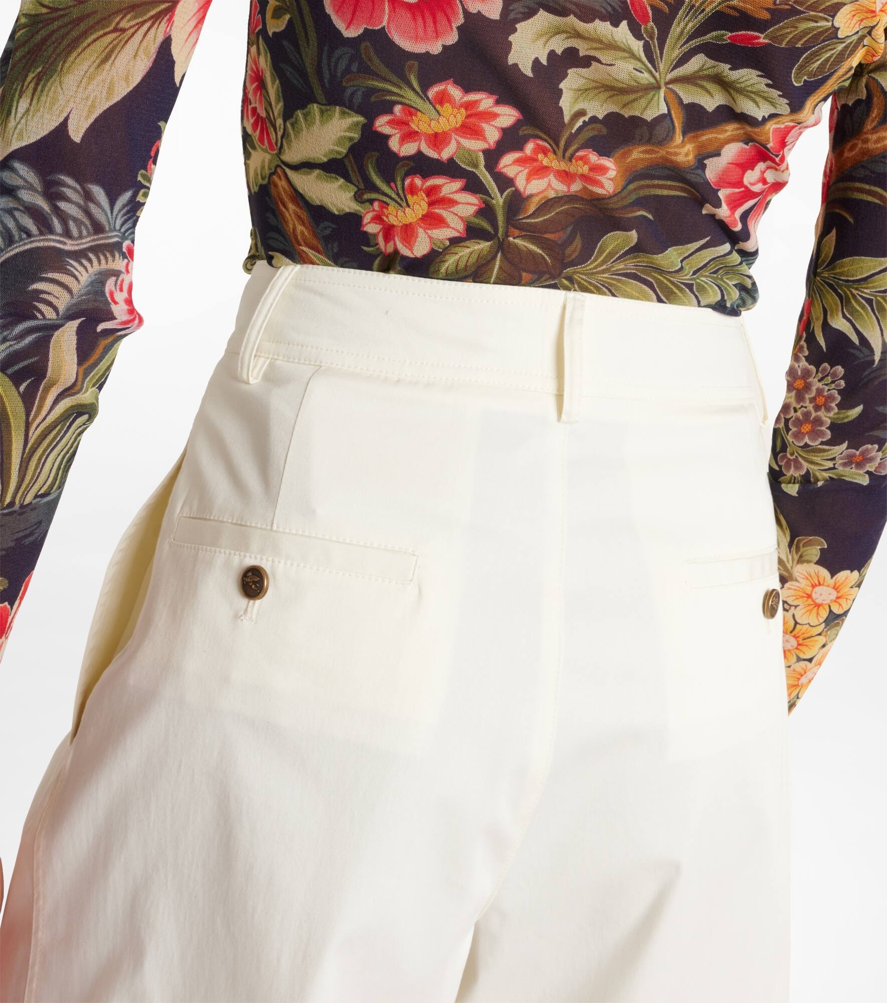 Pleated cotton-blend gabardine shorts - 5