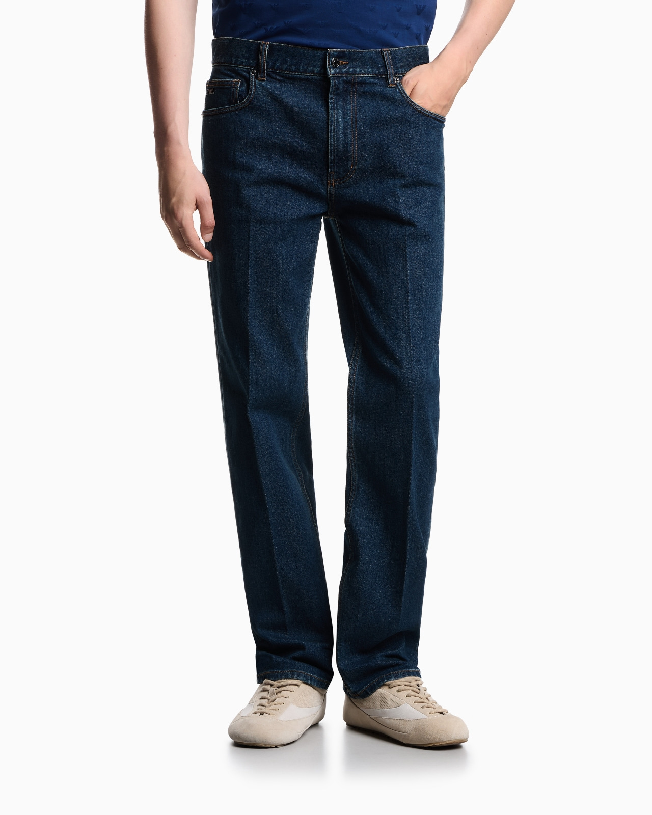 J76 STRAIGHT-FIT JEANS IN STRETCH DENIM WITH LOGO POCKET - 4