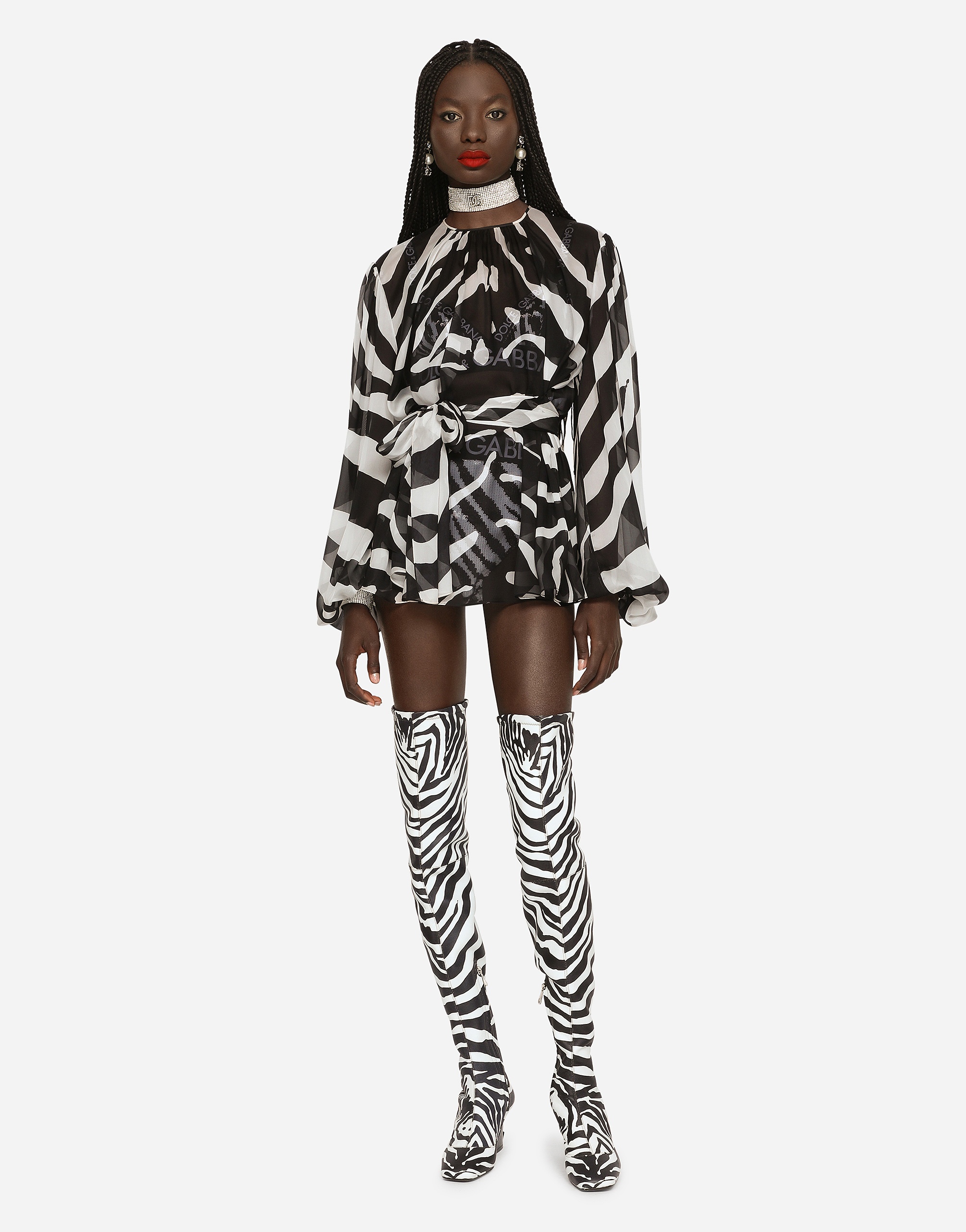 Zebra-print chiffon blouse - 2