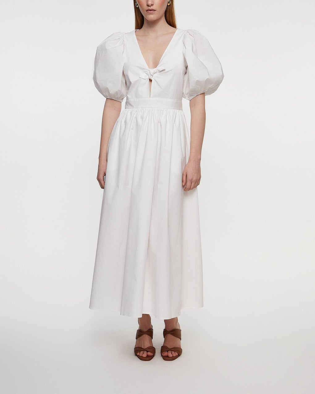 Dress Puff Sleeve Midi  White - 2