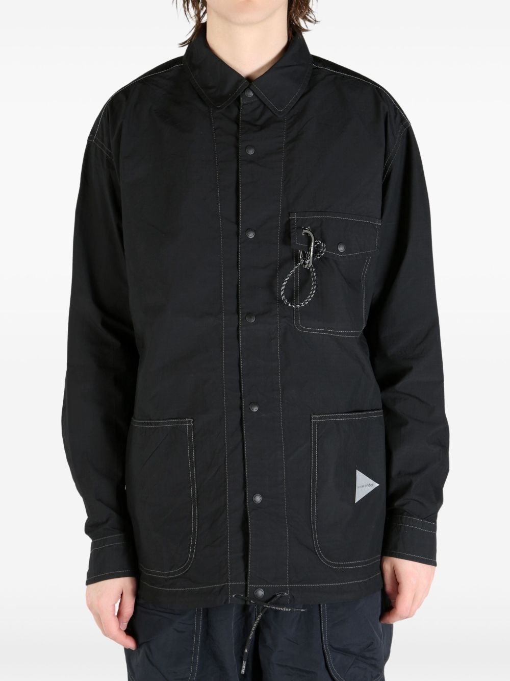 contrast-stitching overshirt - 2