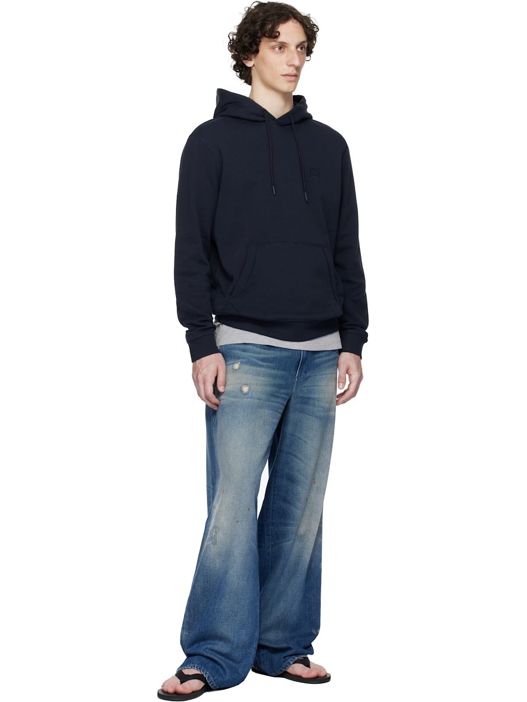 Navy Regular-Fit Logo Patch Hoodie - 4