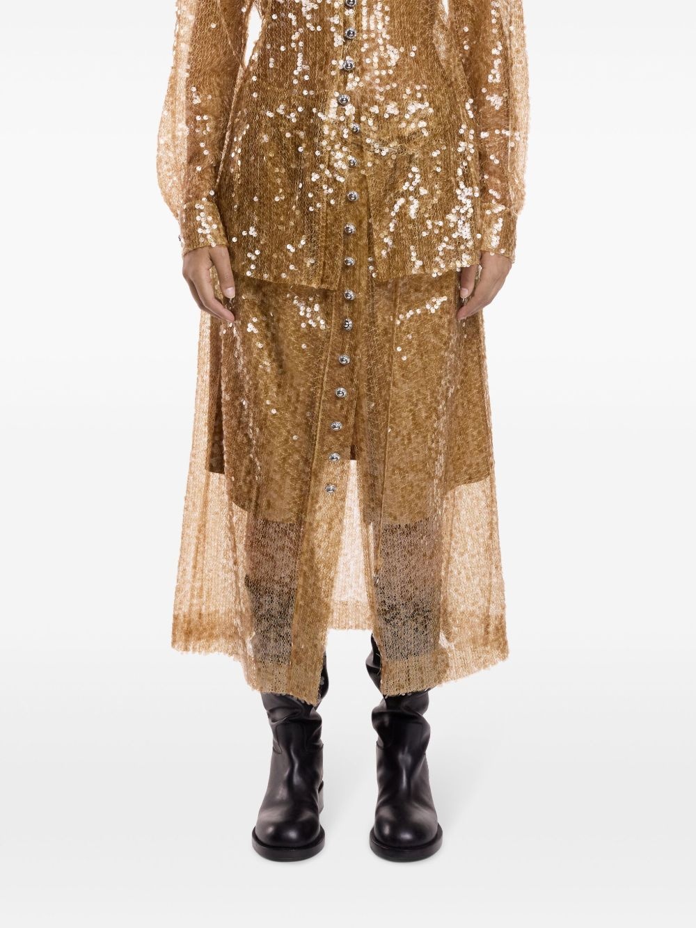 sequin-embroidered skirt - 5