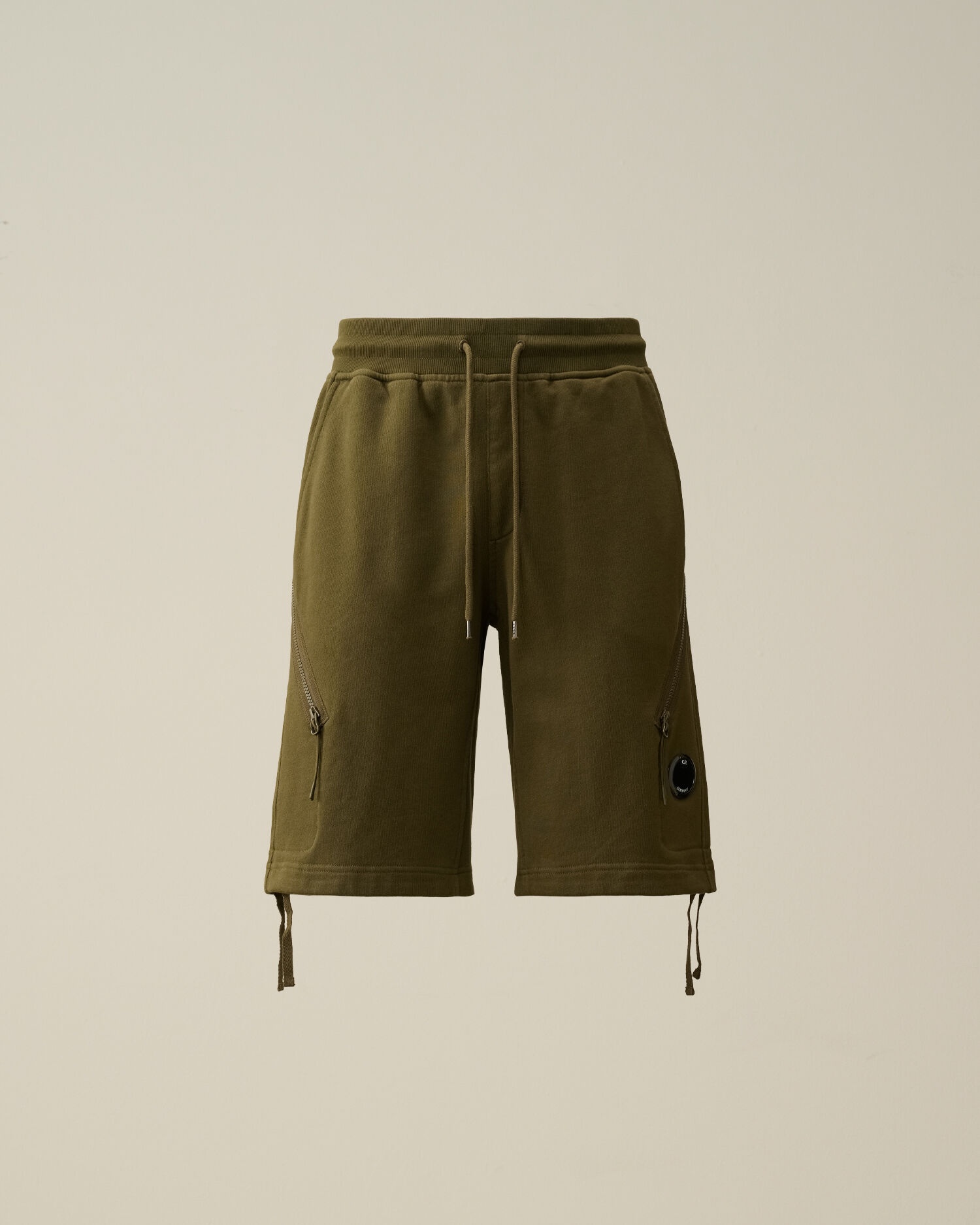 Diagonal Raised Fleece Zipped Pocket Shorts - 1