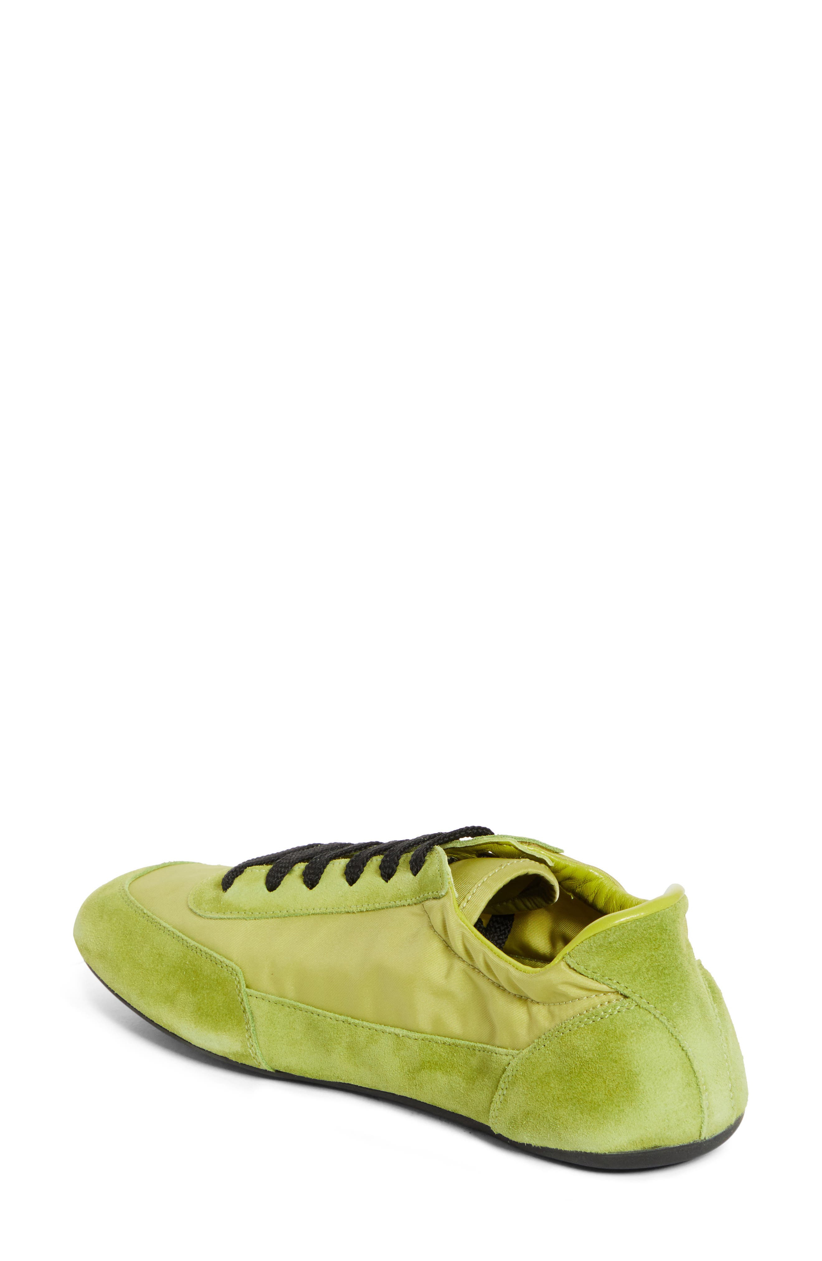 Prada Collapse Mixed Media Low Top Sneaker in Lime at Nordstrom - 2