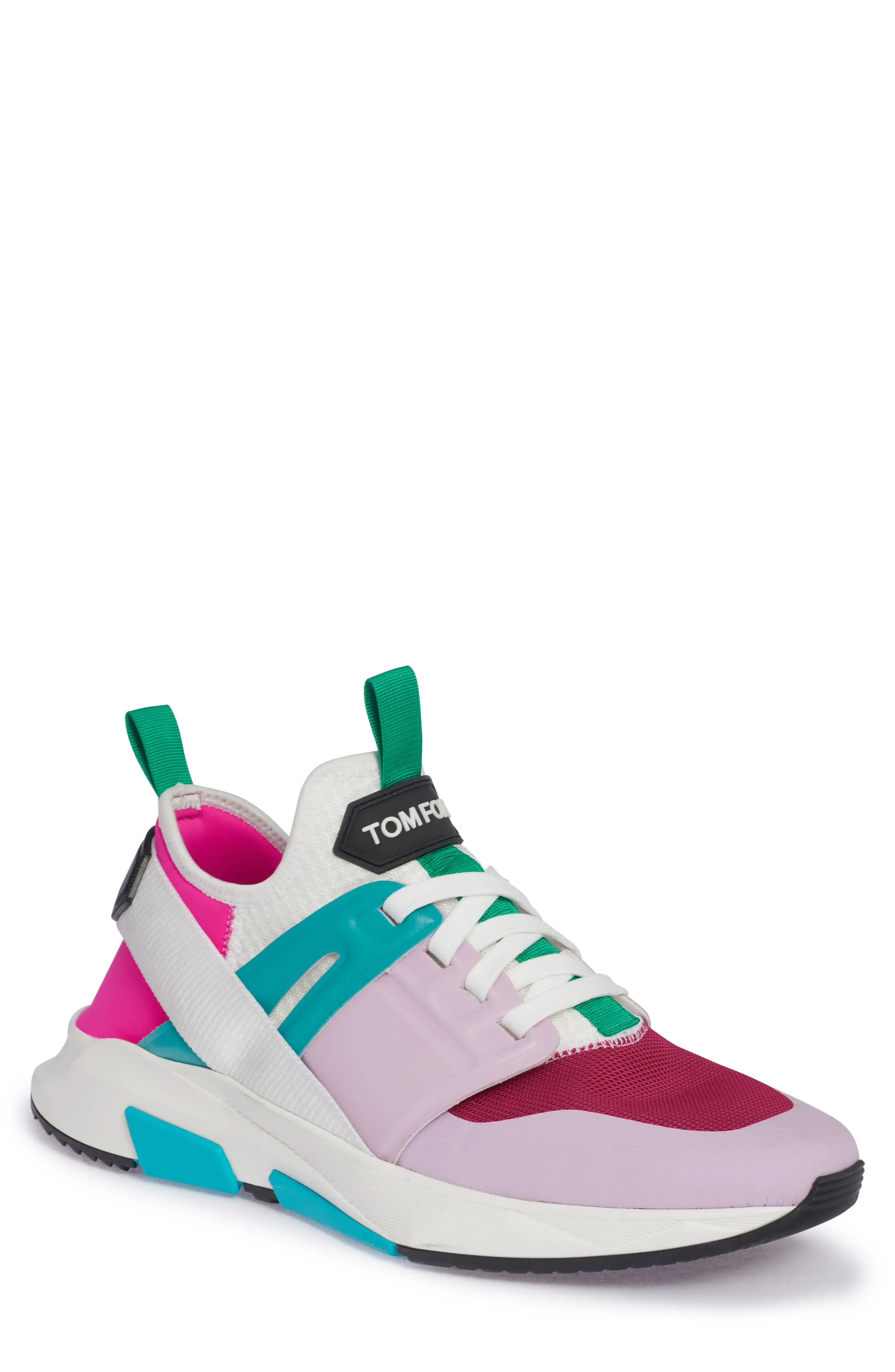 Jago Mixed Media Sneaker in Fuchsia/Pink/White - 1