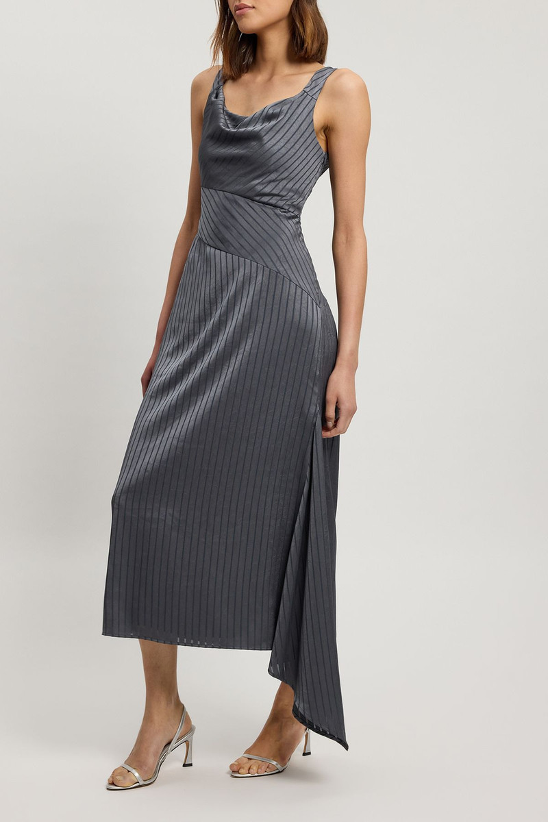 KAREN MILLEN Petite Hammered Satin With Cowl Neck Strappy Woven Maxi Dress outlook