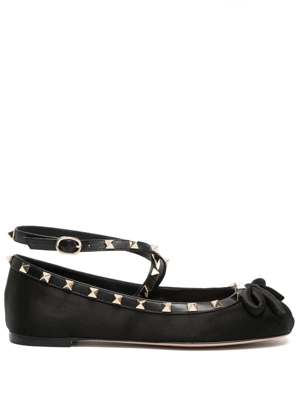 Rockstud satin ballerina shoes - 1