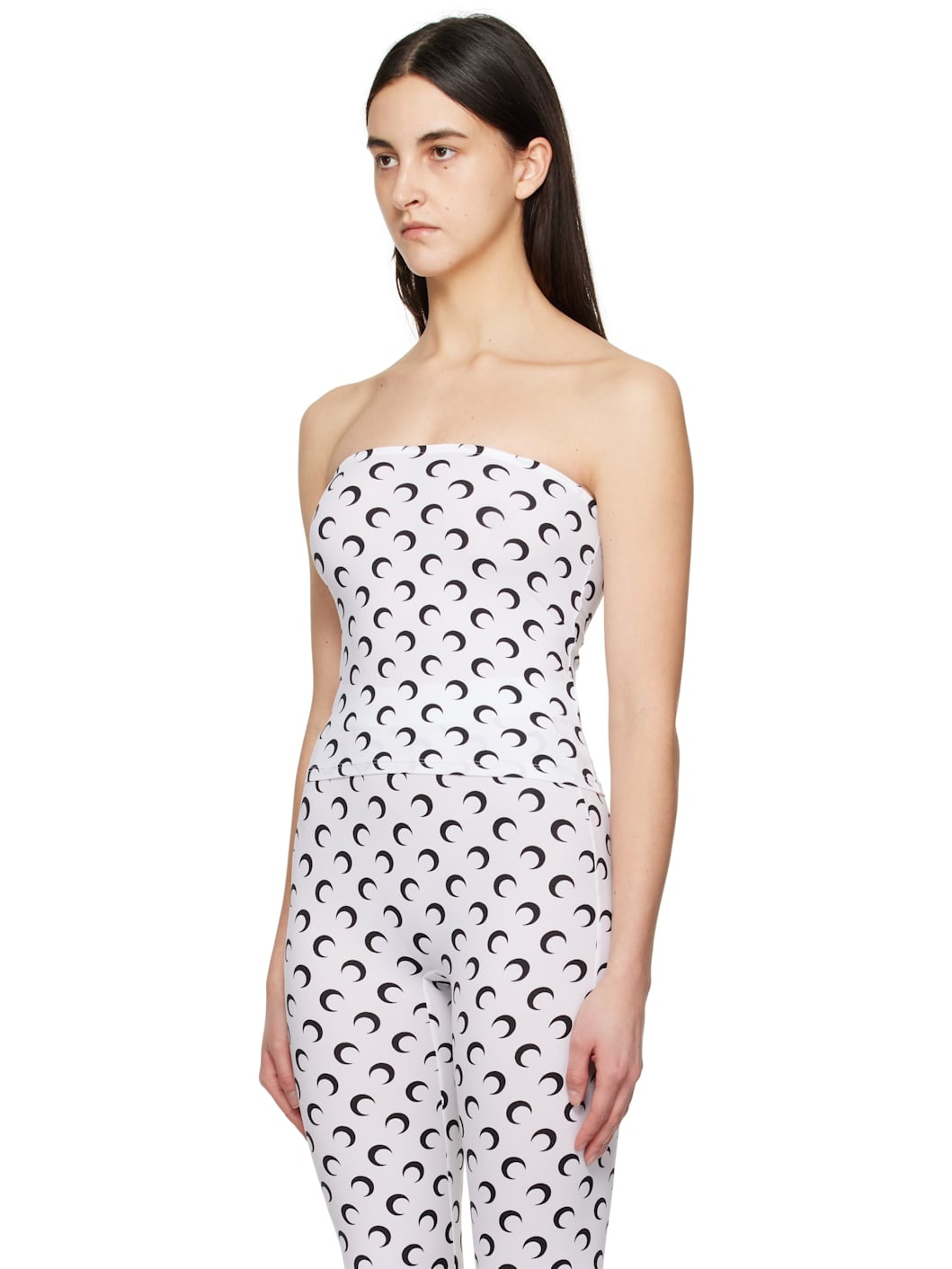 White Moon Printed Jersey Second Skin Tube Top - 4