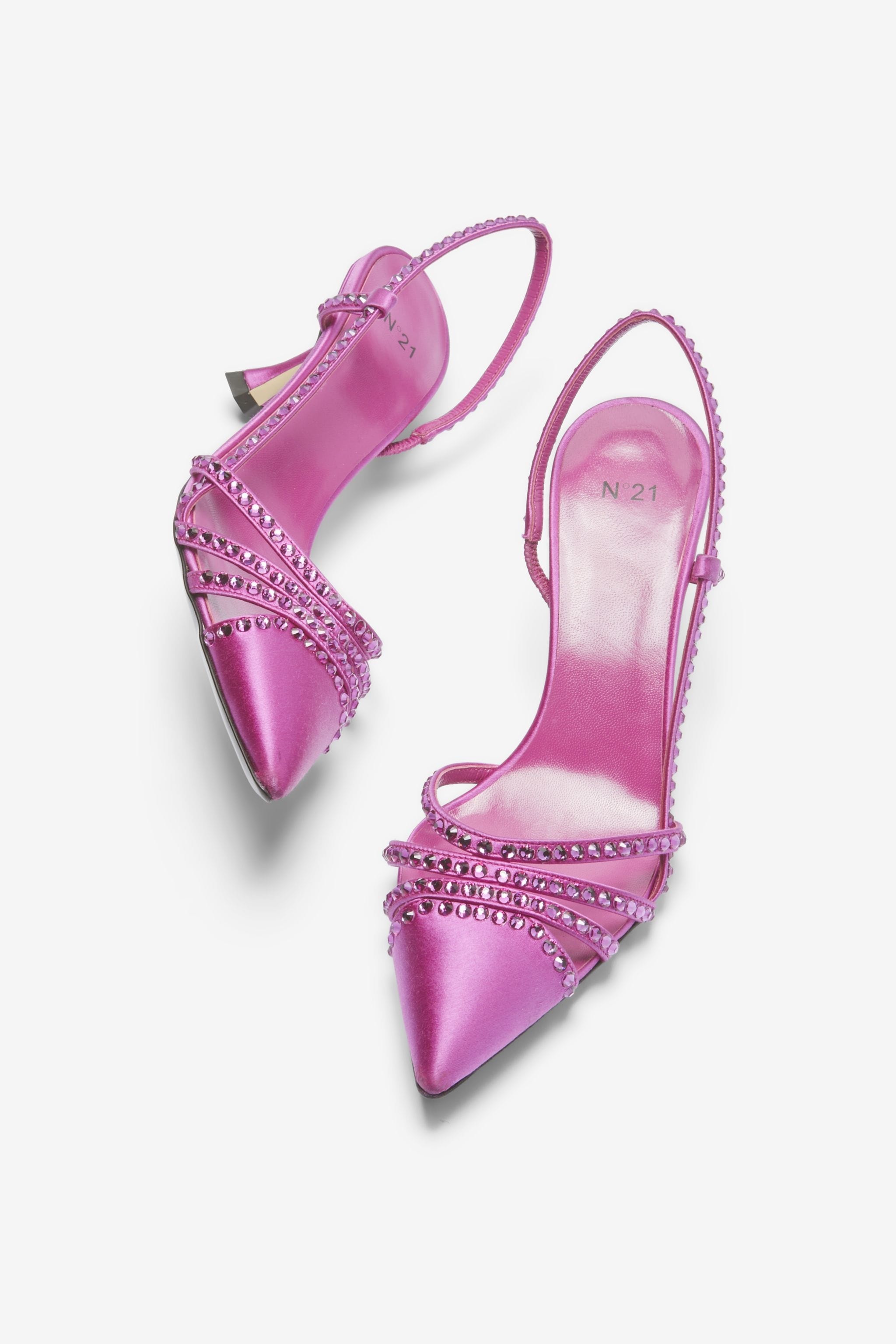 CRYSTAL SATIN SLINGBACK PUMPS - 4