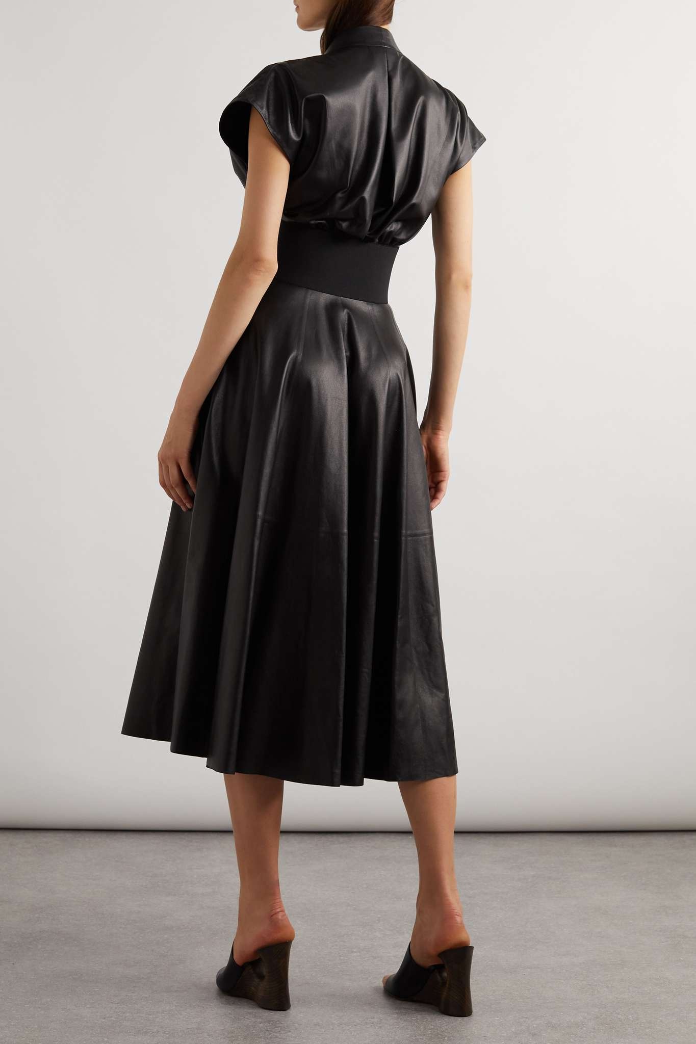 Archetypes belted leather midi dress - 3