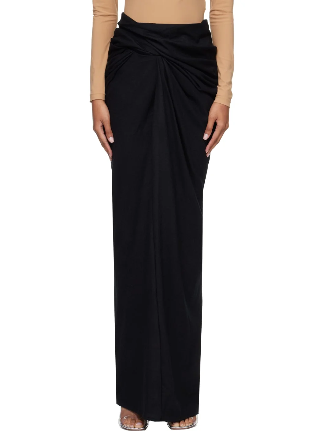 Black Interlock Maxi Skirt - 1