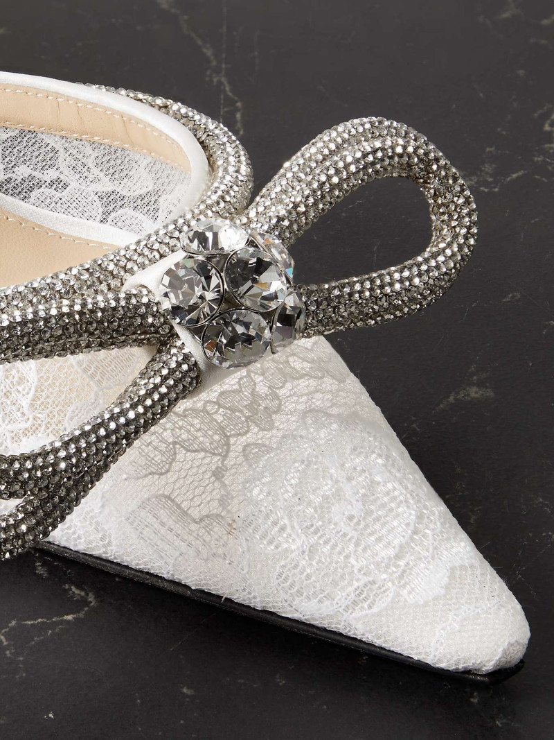 Double Bow crystal-embellished lace and silk-satin pumps 4