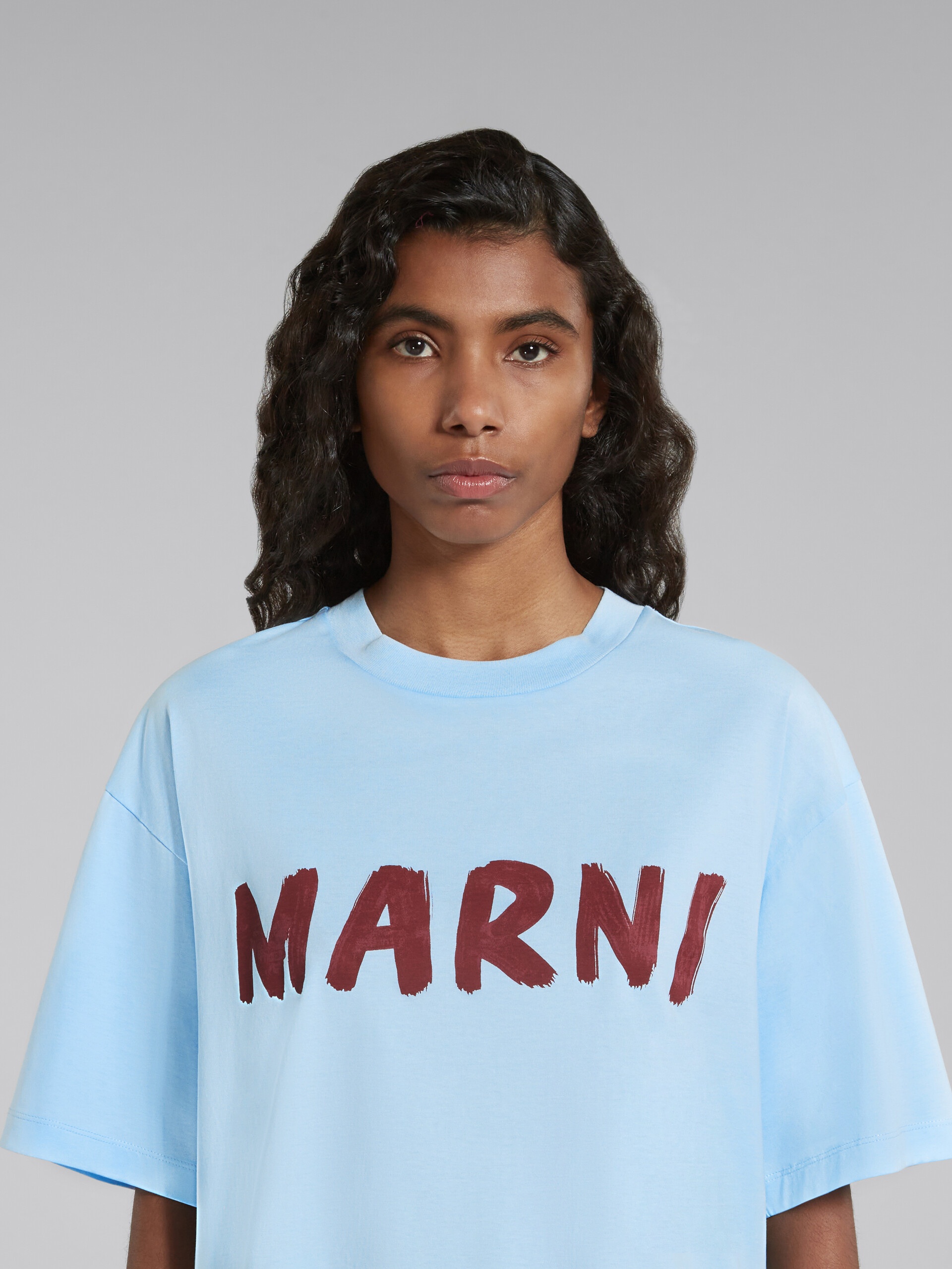 LIGHT BLUE T-SHIRT WITH MARNI PRINT - 4