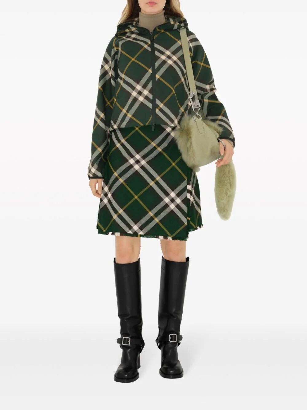 Cropped check lightweight jacket - 2
