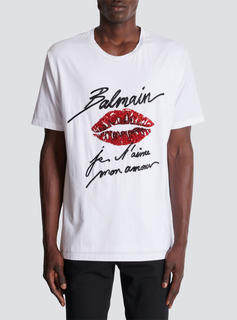 Balmain "Love Letter"와 입술을 가진 자수 티셔츠 5