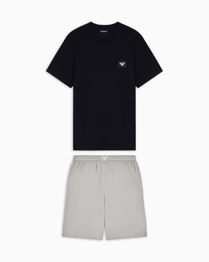 ASV LOGO LABEL ORGANIC JERSEY PYJAMAS WITH BERMUDA SHORTS 1